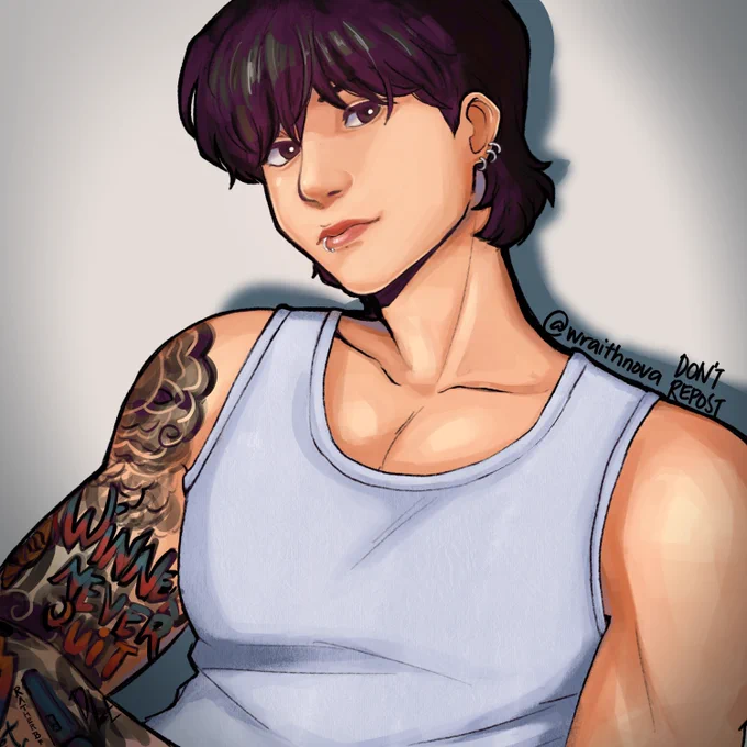 so jungkook in a tank top has been in my mind rent free #jungkook #btsfanart 