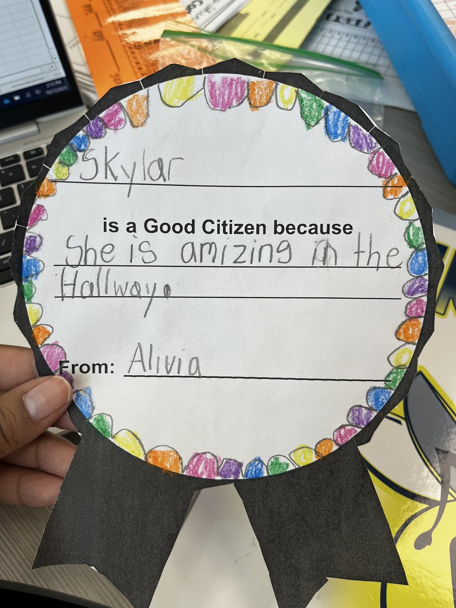 MrsColemanTeach's tweet photo. Our amazing #FirstGradeFireflies learned all about what it means to be a good citizen. They recognized their classmates and gave ribbons of honor for being good citizens! ๐ฅฐ๐๐ https://t.co/S4M1Cq0bdM