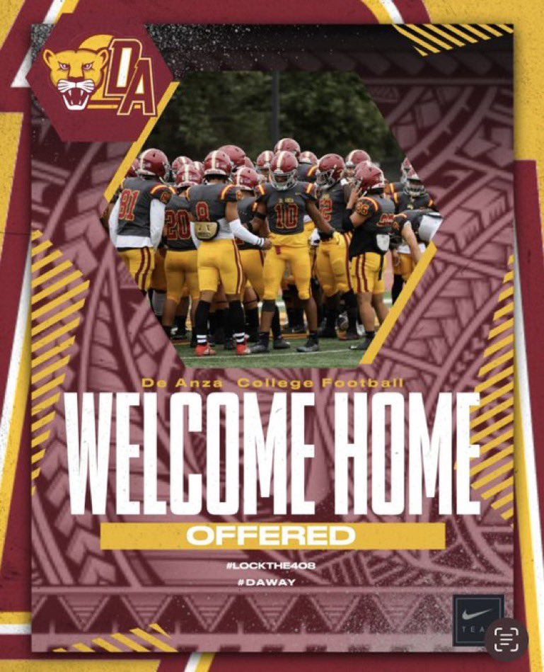 #AGTG Blessed to receive my first offer from De Anza College <a href="/Coach_Dags/">Joe D'Agostino</a> <a href="/CurtisRocklin/">Rocklin Curtis</a> <a href="/coachpena1/">Earnest Peña M.S. Ed</a> <a href="/CHS_Roughnecks/">Roughneck Football</a> #RidefortheC