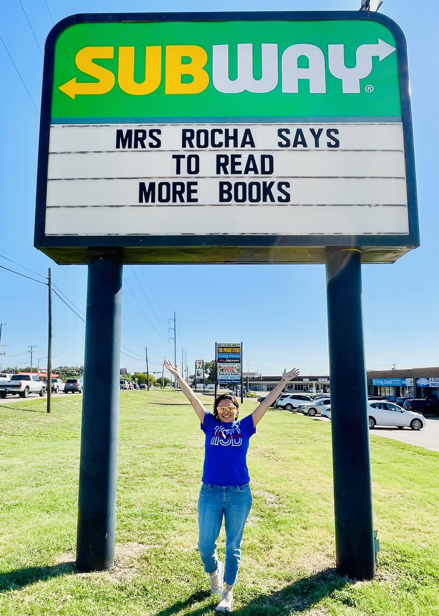 ➡️Name something cooler than YOUR NAME on a @SUBWAY sign?! ✨promoting 📚R E A D I N G📚 on a Subway sign by your school @stipesstallions✨ You’re an influencer, @la_teacherTX!