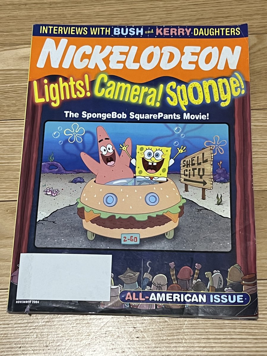 TeriE's tweet photo. COOL #NickelodeonMagazine SPONGEBOB Lights Camera Sponge #AllAmerican ISSUE Nov 2004 #politicalsatire #spongebob #spongbobsquarepants #patrick #SpongeBobSquarePantsMovie #NickMagazine #Nickelodeon #Collectibles #RARE #Election #ebayfinds https://t.co/82xOFfYfWR #eBay via @eBay https://t.co/FBYEYnVipN