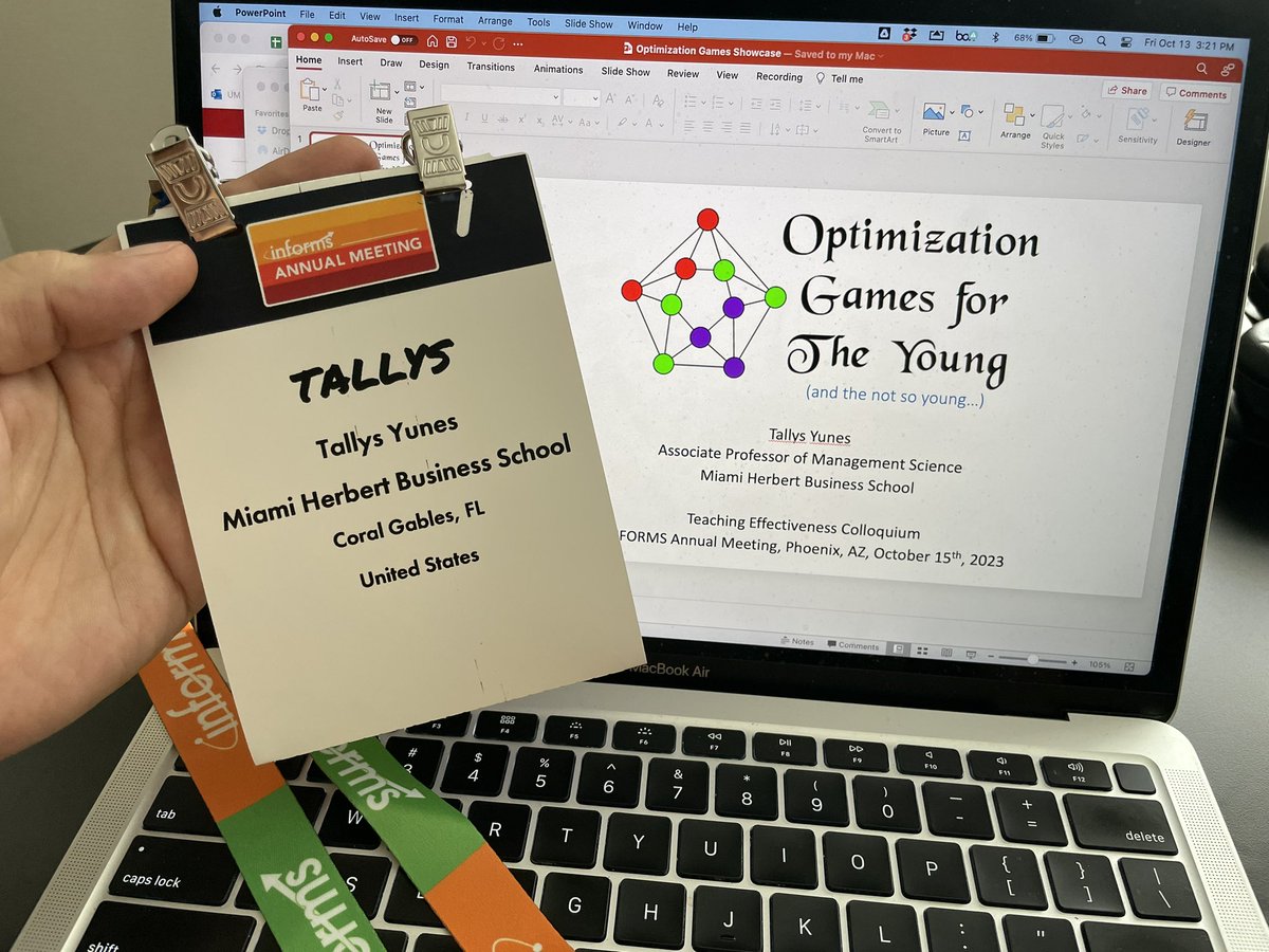 thyunes's tweet image. Checked-in, badge printed, conference rooms scouted, and slides finished for my presentation in the Teaching Effectiveness Colloquium tomorrow morning @INFORMS2023 #INFORMS2023. Let’s do this! 😄 #orms