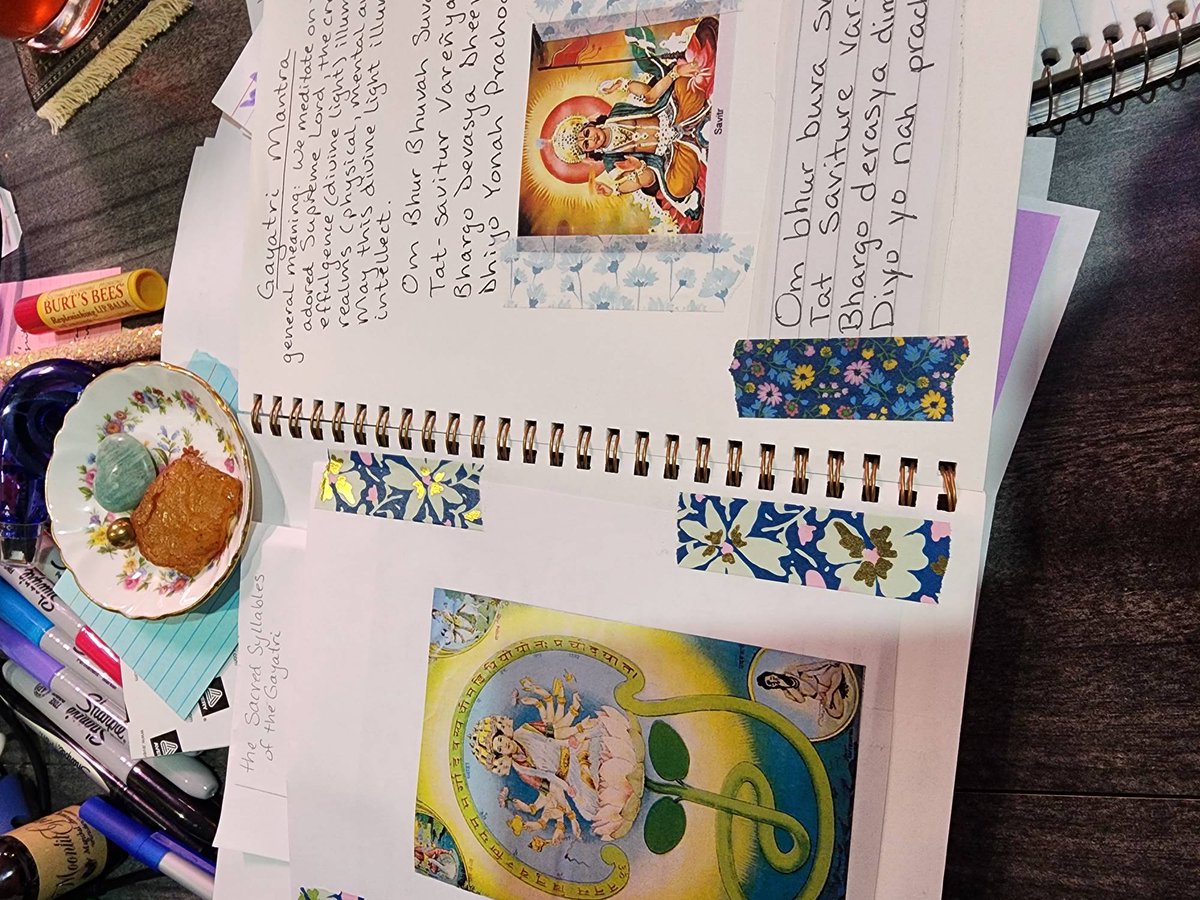 Luna_Marigolde's tweet photo. A little #washi tape, a couple images of #Savitr 
Mantra journal is Becoming 🥰 https://t.co/UnC9fAS9dO