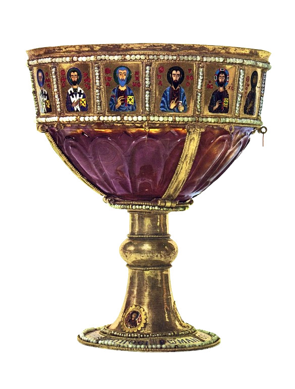 ghostofhellas's tweet image. Chalice offered by the Emperor Romanus with enamels representing Christ and the Apostles, c. 10th century.