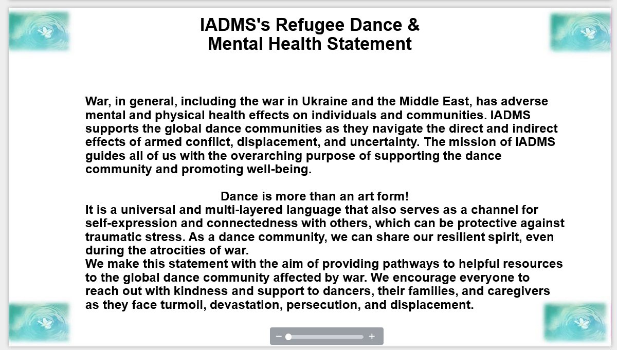 @IADMS IADMS refugee dance and mental health statement - links to helpful resources ➡️ iadms.org/media/7346/iad…