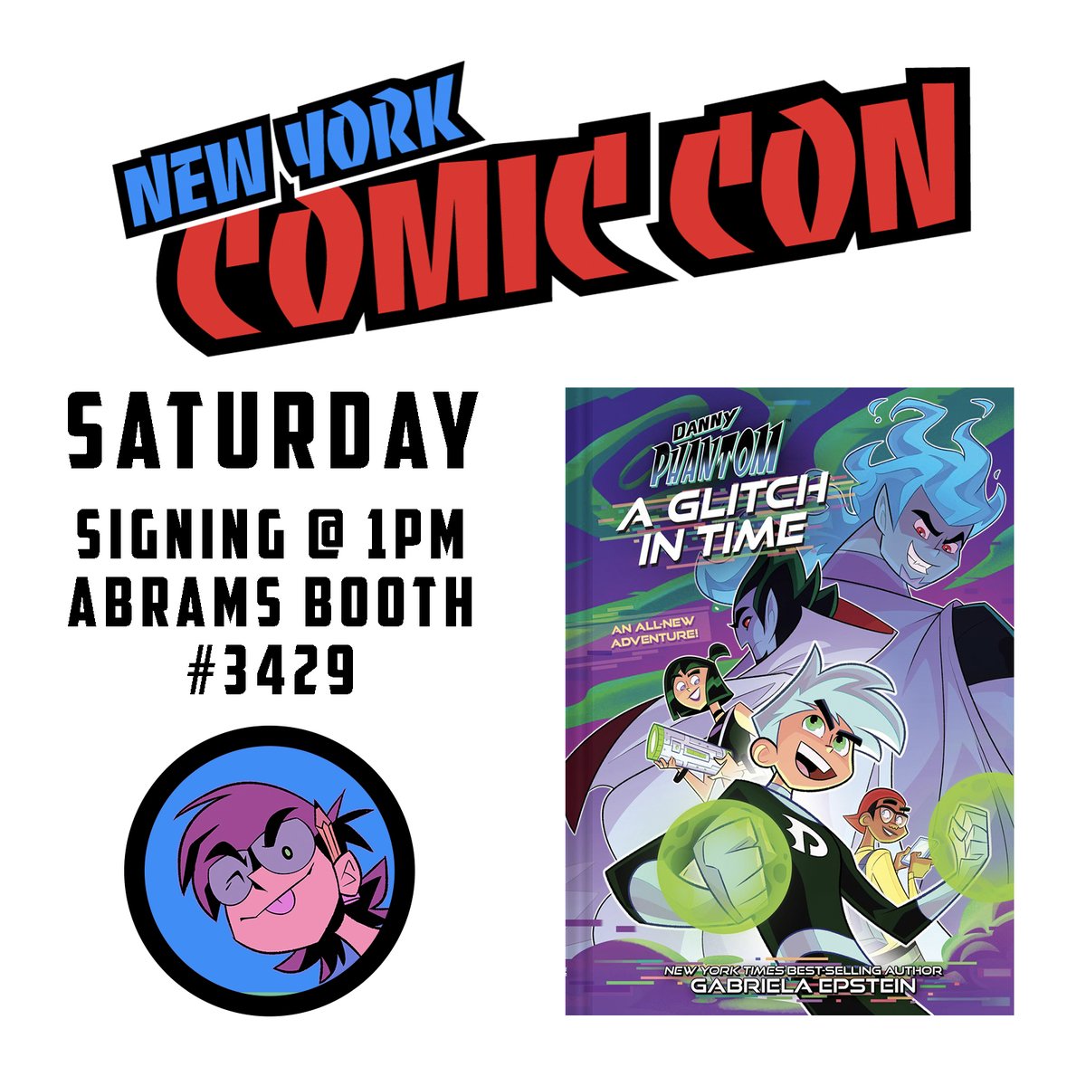Gonna be at NYCC tomorrow to do a #DannyPhantom signing for @abramskids ! Come say hi! I've made a little stamp for the occasion :) (please wear a mask)