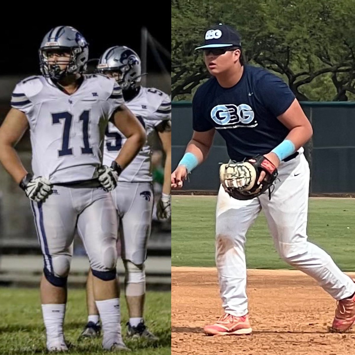 2027’ Brady Allen……6’3, 250 lb Varsity defensive tackle &amp; GBG Great Lakes/Vaqueros first baseman working hard this afternoon at the AZ Freshman Fall Classic……..now off to Friday Night Lights 🏈🏈🏈