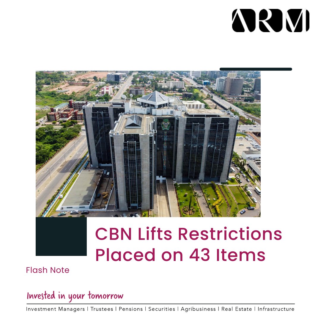 armengage's tweet image. Recently, the CBN made a commitment to boost FX liquidity amid FX supply issues.

To read more, click on this link realisingambitions.com/cbns-commitmen…

#ARM #FlashNote