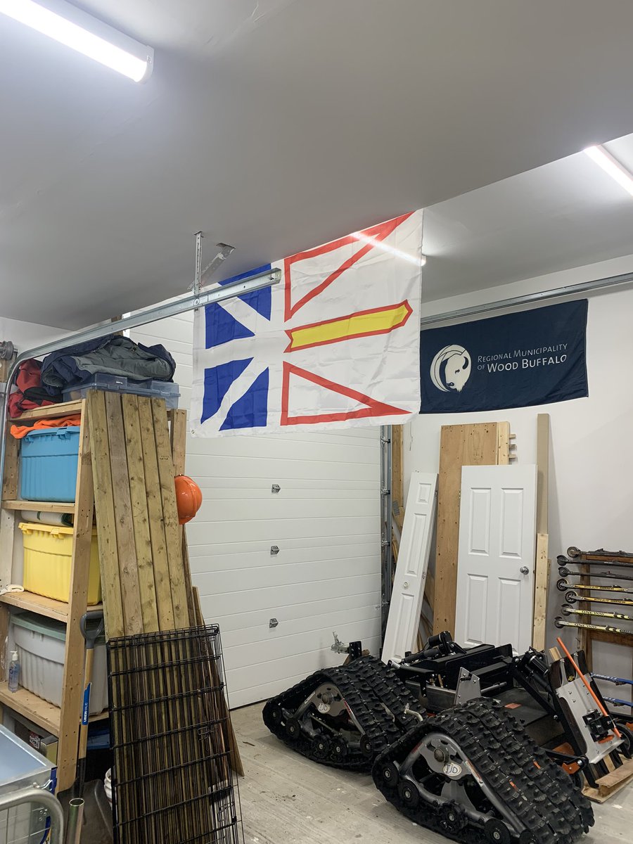 I put up the Newfoundland flag that Connie gave me when I finished my bike across Canada this summer.  Looks great Connie!  It’s not upside down is it? #VeryBright  #GreatMemories