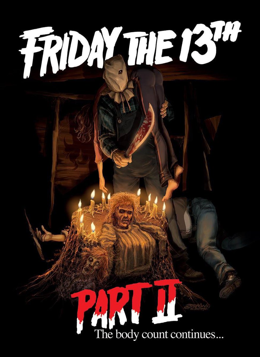 Zornow13's tweet photo. Happy #fridaythe13 ! #Fridaythe13thPartII TRENDING! My other fav in the series! I always loved the one-eyed hood! Also AMY STEEL! #art #illustration #dvdcover #shirtdesign #zornowmustbedestroyed https://t.co/8qZfTUcEww