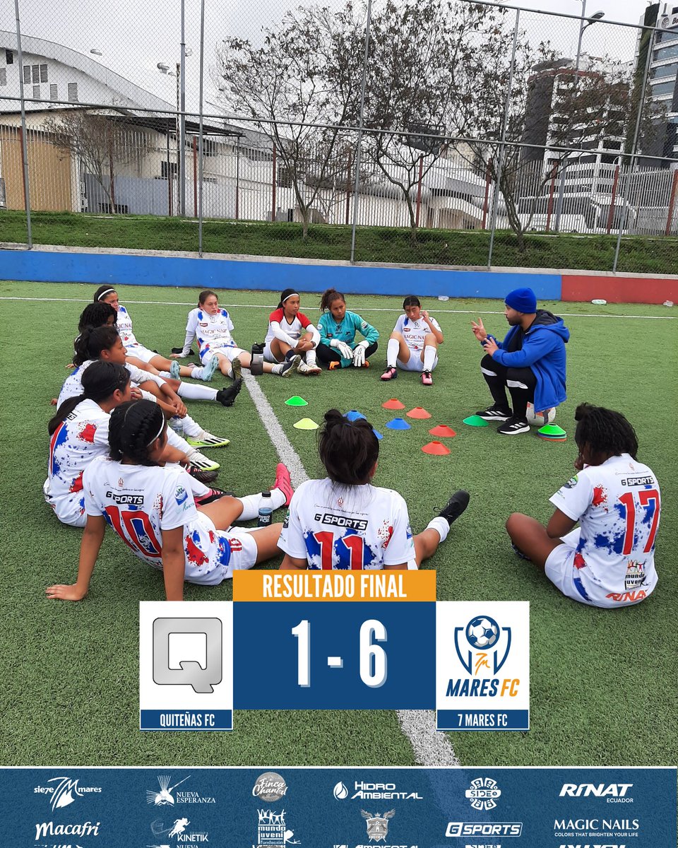 🚨 RESULTADO FINAL

💪⚽ Victoria importante de nuestra categoría sub-16.

⌛ Contando los días para iniciar la CONMEBOL.

#QuiteñasFC 1 - 6 #7MaresFC

⚽ Andrea Reyes (x3)
⚽ Yudenka Egas (x2)
⚽ Xiomara Alcívar
.
.
.
#VamosGuerrerasdelMar
#7MaresFC
#FutbolFemenino