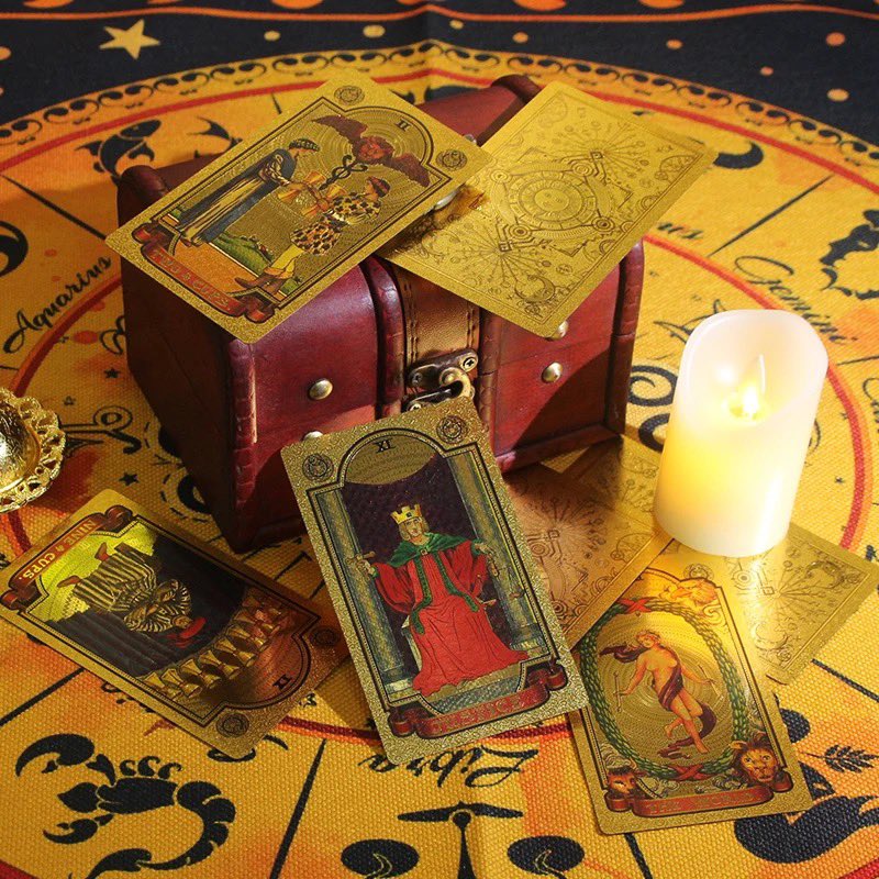 TarotAwakened's tweet photo. A Rider-Waite-Smith deck of PURE LIXURY 👑✨ Gold Foil deck’s on Sale! 

Be sure not to miss this sale, limited supply of cards with FREE SHIPPING. ✈️

Quick, get it here before our stock is sold! 👉 https://t.co/C6W4PESB2i

#goldfoiltarot #tarot #riderwaitesmith https://t.co/CbkfptllK2
