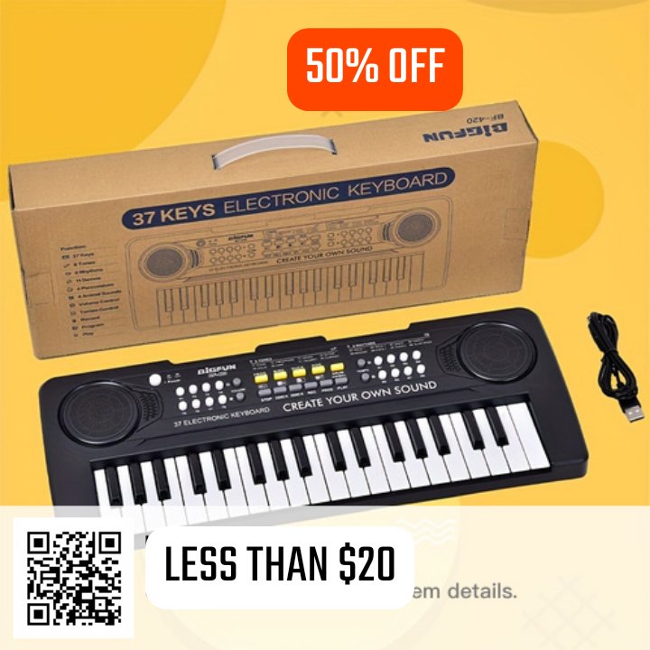 37-Key Electric Piano Keyboard: Perfect Musical Instrument Gift for Kids Ages 3+! Makes a great birthday gift idea for kids of all ages.

share.temu.com/RxccB6jMctA
#electrickeyboard #giftidea #birthdaygiftidea

 #electronictoys