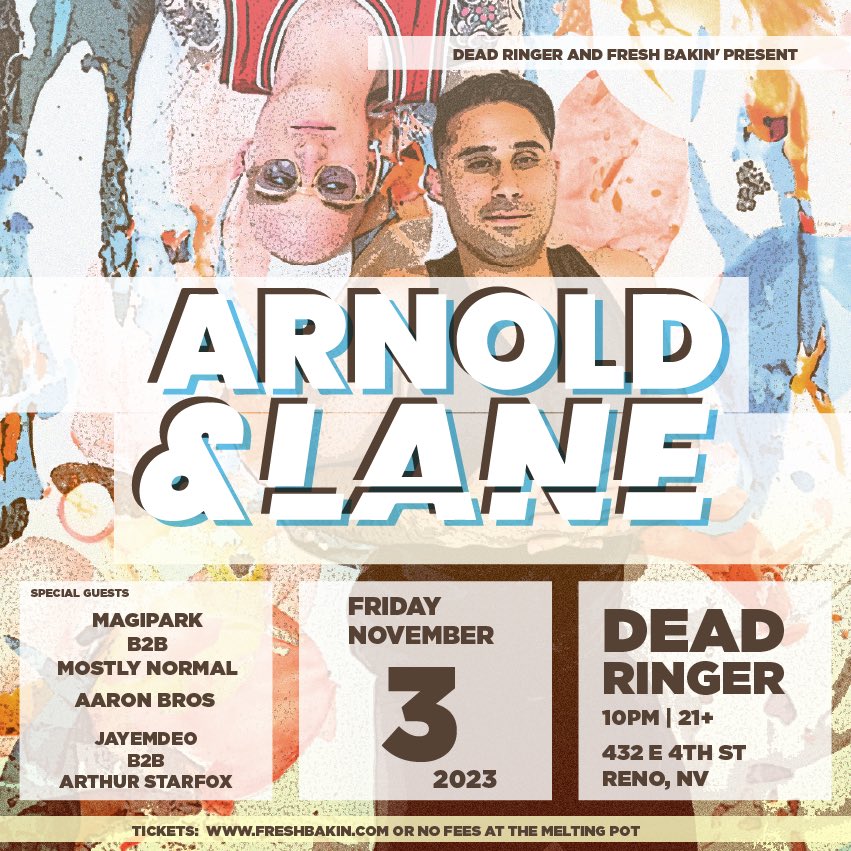 🚨Show Announcement🚨

Reno!  We’re back Nov.3 at Dead Ringer 

cc: <a href="/freshbakin/">Fresh Bakin</a> 

Grab Tix here: eventbrite.com/e/arnold-lane-…