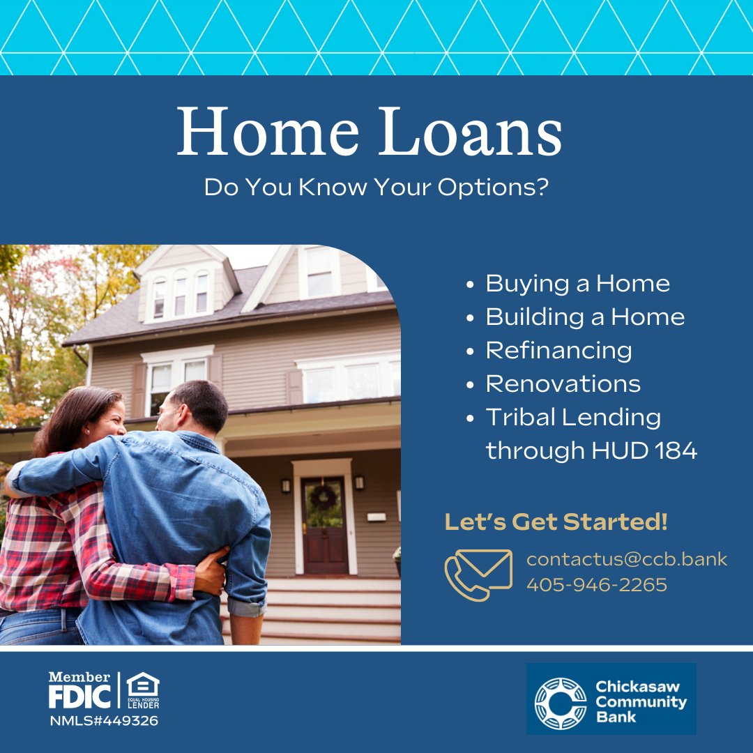 We are here to help you with Home Loans and understand the challenges of buying a home in today's market! What are you looking to do?... Purchase a home? Refinance? Renovate? Build? Tribal Lending through HUD 184?

Let us know how we can help!
ccb.bank/mortgages/