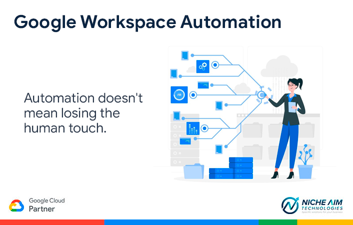 nicheaimtech's tweet photo. Automation doesn't mean losing the human touch. Learn how to strike the perfect balance between efficiency and personalization with Google Workspace Automation

To learn more visit us at:  https://t.co/e9um6x8OGq 

#NicheAimTech #GoogleCloud #Google #GoogleWorkspace https://t.co/0hIArxs0fk
