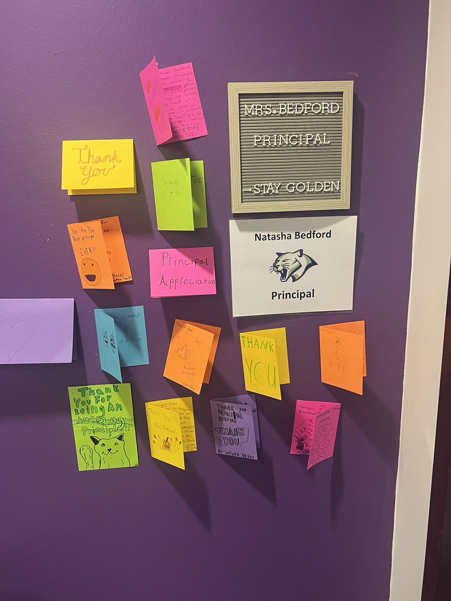NatashaJBedford's tweet photo. I’m so grateful that I get to call Small MS @CSMSCougars1415 home! The community, staff , and students really showed out for #PrincipalsWeek and I’m so appreciative of their words, kindness, gifts, love, and support! I’m so blessed! 🐾🐾 https://t.co/vX8Q64o3cJ