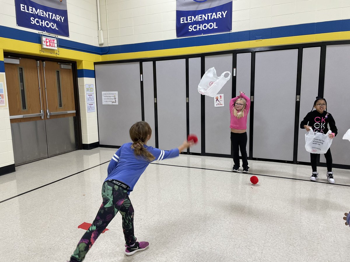 This week in PE:

We have been working on underhand and overhand throwing!

1: 1st grade playing trash your neighbor’s yard
2: 4th grade playing tower takedown
3: 6th grade playing hand-ball
4: 2nd grade designing their ghosts and playing ghostbusters!