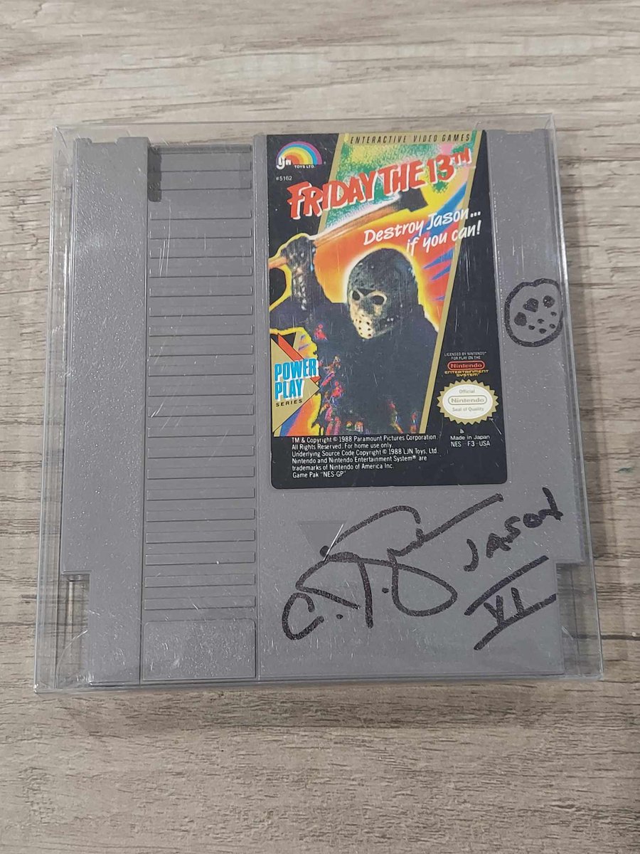Happy #Friday13th everyone! Close up picture of my autographed NES cartridge by C.J. Graham #JasonVoorhees VI!! <a href="/kanehodder1/">Kane Hodder</a> will you sign it too? 🥰