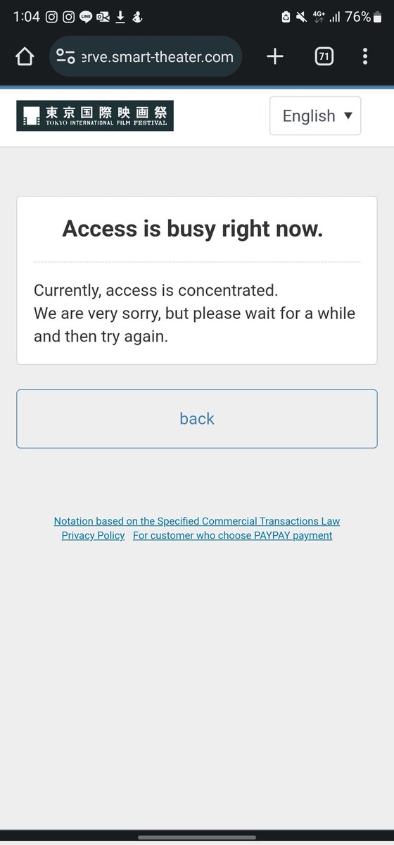 katsaire's tweet photo. @tiff_english your server crashes the moment tickets go on sale, not impressed. #tiffjp https://t.co/5QqEOD18SE