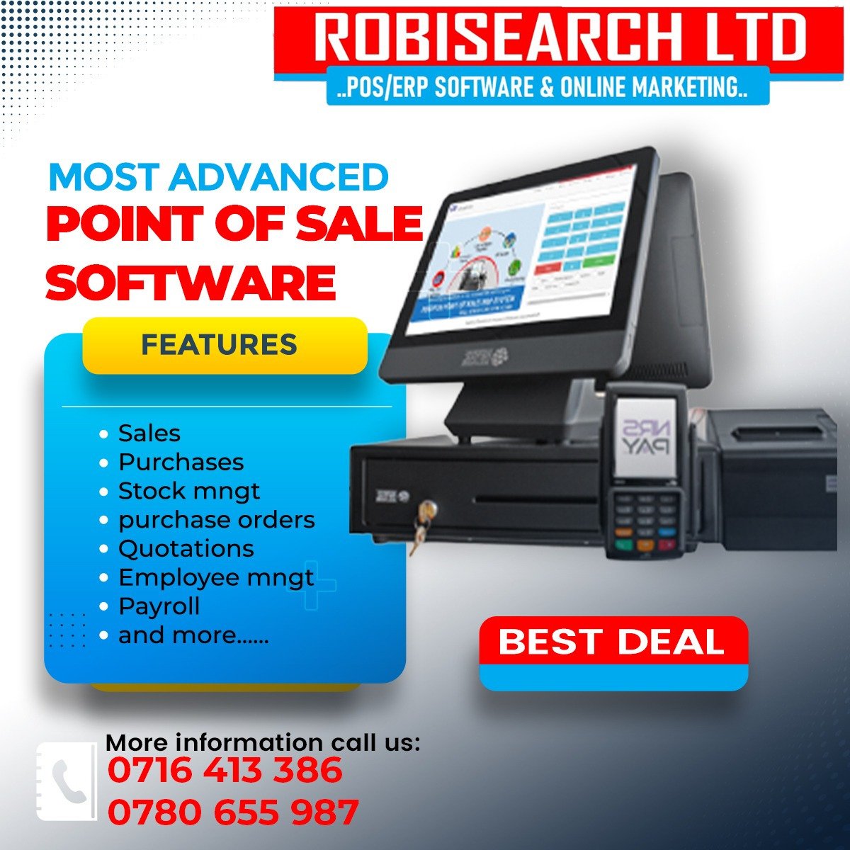 Are you worried on managing sales , employees , financial reports etc in your business? Worry less ROBIPOS the most effective software for you  robisearch.com/pos-4-pos-poin…
0716 413386/ 0780 655987
@RobisearchICT #BrianMwenda #HappySabbath #GordonsFunFair #TuskerOktobafest #MikeRoss