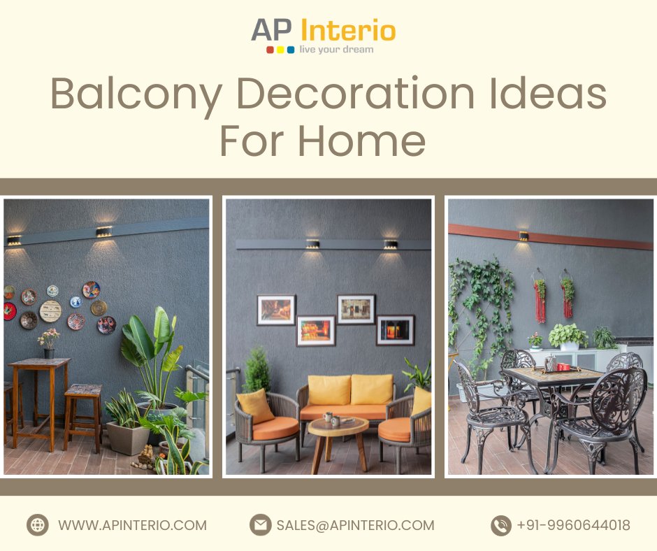 apinterio's tweet image. Transform your balcony into a haven of style 😍and comfort with AP Interio! When considering a balcony redecoration project, several factors can influence the overall cost 💸.  To know more visit: 👉bit.ly/46yuH53

#APInterio #HomeDecor #BalconyMakeover #OutdoorLiving