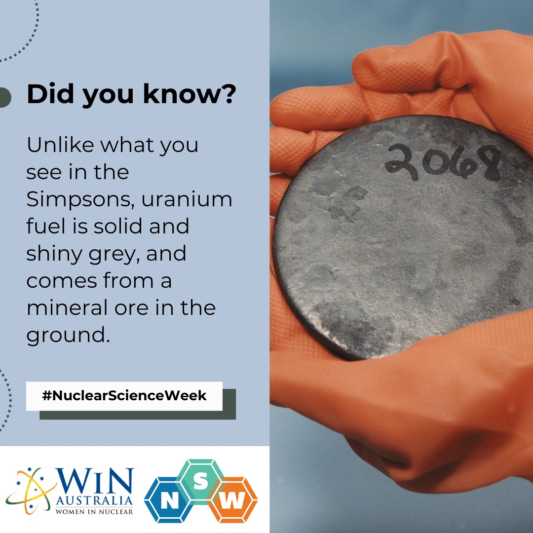 Happy Nuclear Science Week! This week WiN Australia will be sharing some fun facts about nuclear. Fact number four debunks the myth of bright green nuclear fuel. @nucearscienceweek_ @nuclearsciweek #nuclearscienceweek #nuclearsciweek #Womeninnuclear #womeninstem