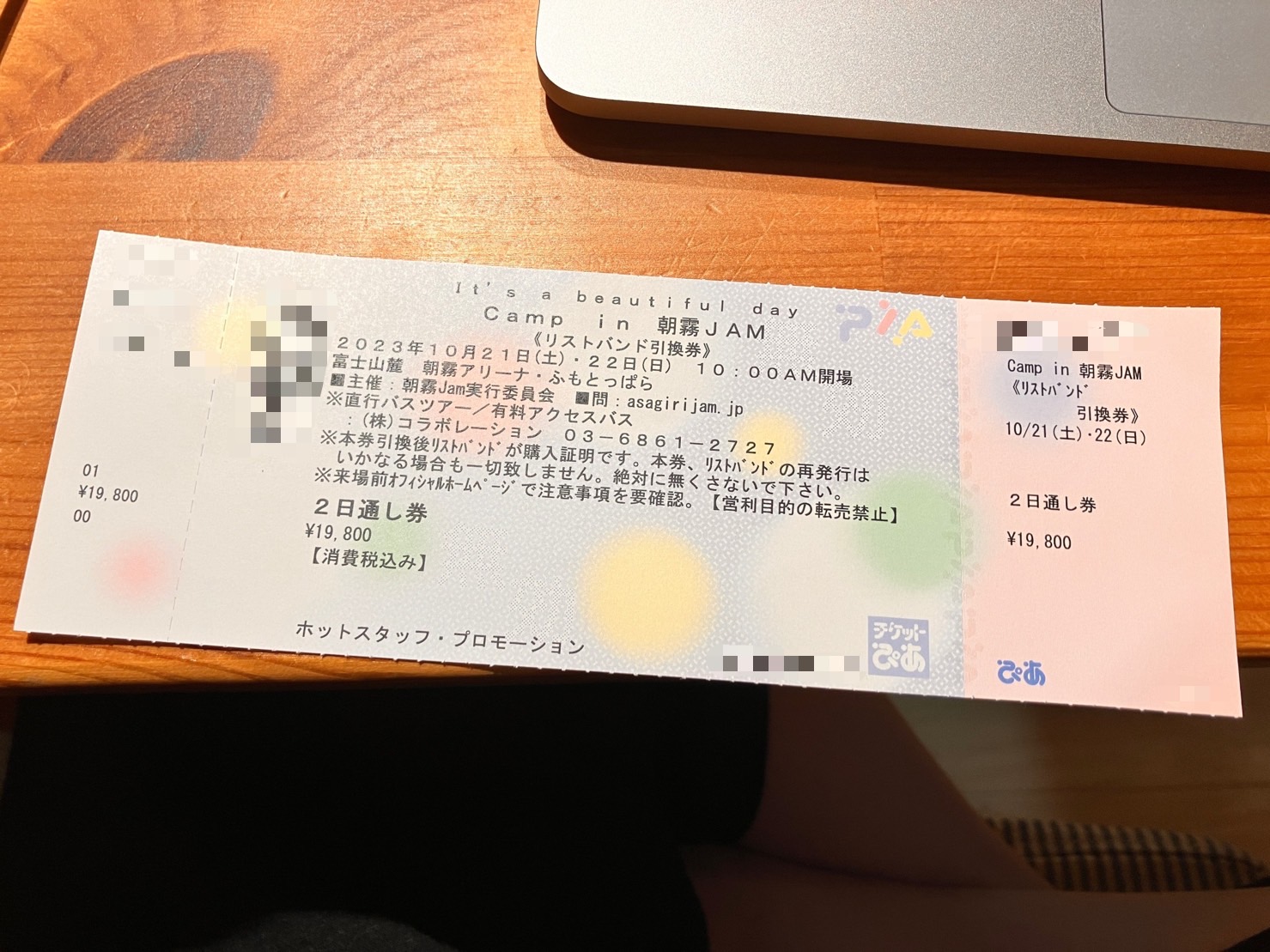 朝霧JAM'19  2日通しチケット 1枚！！ 朝霧JAM 場内駐車場1枚 2日通し券1枚 TICKET 券種 -