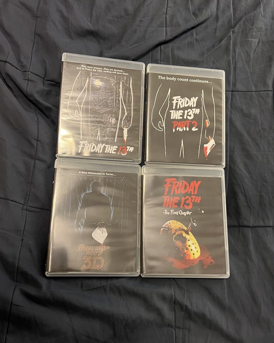 JaredWignall's tweet photo. Tonight, I watched #FridayThe13th, #FridayThe13thPartII, #FridayThe13thPartIII and #FridayThe13thTheFinalChapter #JasonVoorhees #PamelaVoorhees #CampCrystalLake #CampBlood #SeanCunningham #VictorMiller #TomSavini @kevinbacon @Corey_Feldman @CrispinGlover #TedWhite @F13thFranchise https://t.co/Y7GStgKByr