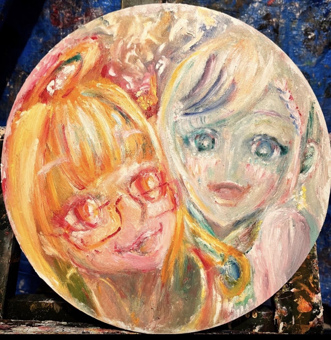 「#桐生コ個展4 まで残り6日 ①*前回、残り1週間と言ってましたが、僕の展示作業」|クユウチ🐉🍷🖕🖋vの油絵画家のイラスト