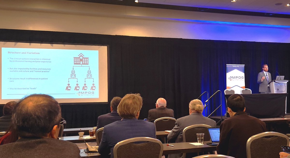 Douglas Colquhoun on Patient-, Clinician-, and Institution-level care variation:(1) Unwarranted variation at each lvl imply new ways to address (2) Upper-level var'n overlooked, leading to false precision (3) <a href="/MPOGASPIRE/">MPOG</a> clinician/hosp data hiding in plain sight; must phenotype
