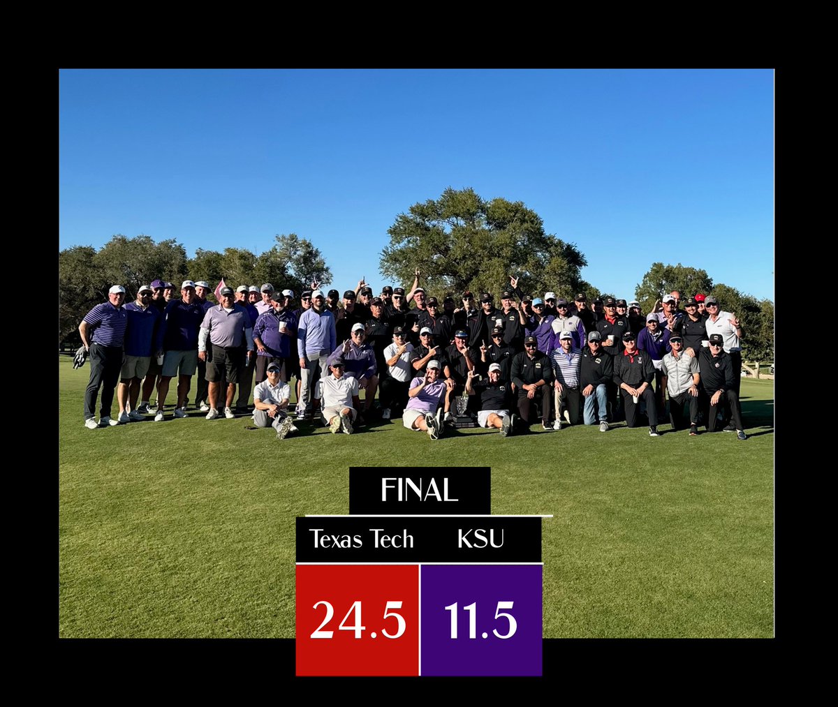 tracer_paul's tweet photo. That’s a wrap on the 20th Annual Crofoot Cup!

- 295 total participants since the event’s debut in 2003

- 19 first time participants

- Over $375,000 in total donation to KSU and Texas Tech Golf programs 

Thank you to the Crofoot family for being generous to both universities! https://t.co/7XuiXsfCRE