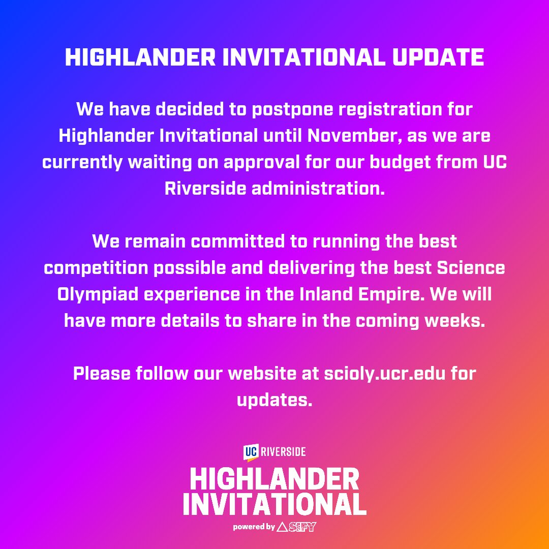 Highlander Invitational Update (10/13/23)