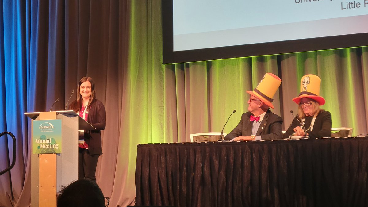 Another great presentation by <a href="/hayley_sabol/">Hayley Sabol</a> during the <a href="/ASBMR/">ASBMR</a> Early career session!  Stop by and visit her at her poster FRI-127 #ASBMR2023 woo pig sooie <a href="/LarrySuva/">Larry Suva</a> 🤣🤣