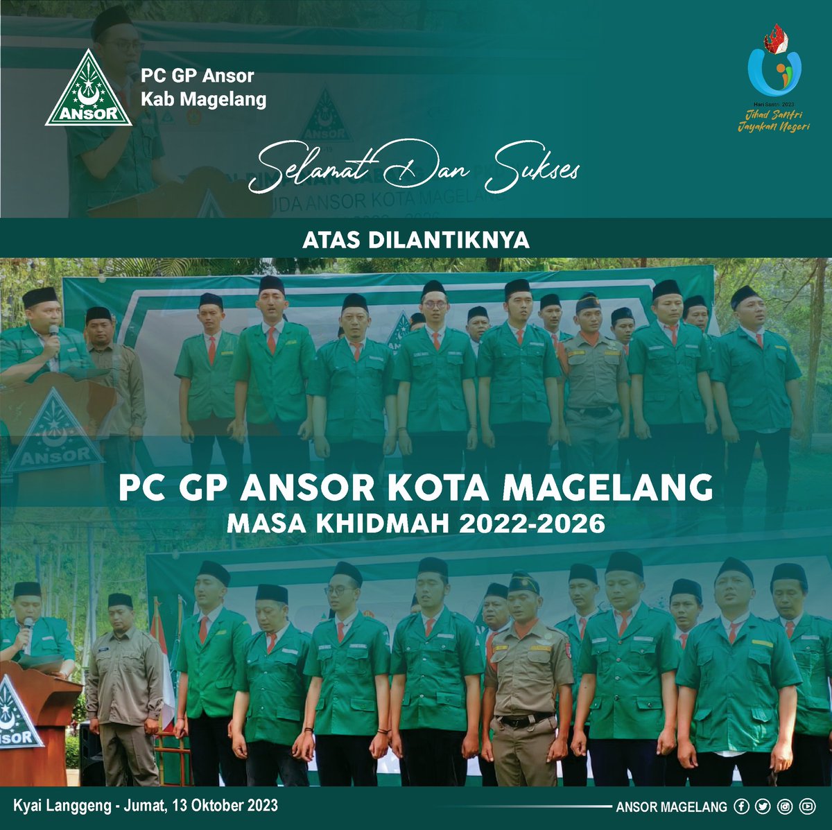 Selamat dan Sukses atas dilantiknya PC GP Ansor Kota Magelang
Masa Khidmah 2022-2026

Sukses #Maju1Barisan