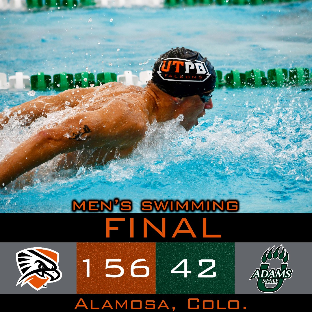 The UT Permian Basin men's swimming team dominated in the pool today (Oct. 13), resulting in five pool records falling and the Falcons cruising to a 156-42 victory over Adams State. #FalconsUp