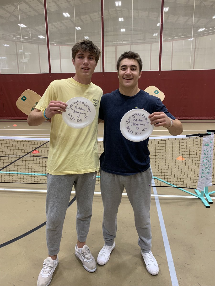 Congratulations to the winners of the Springfield College WLPL 100 Pickleball Tournaments! 
From Section 45: The Pickle Picklers
From section 46: The Generals
From section 47: The Thinkers (not pictured). 
Proud of all who participated!
#wellness #pickleball #champs 
<a href="/SC_PEHE/">SCPEHE</a>