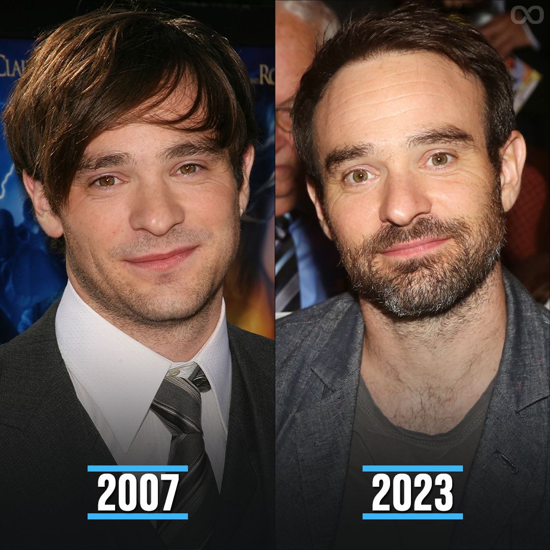 looper's tweet photo. Charlie Cox then and now! Are you excited for #DaredevilBornAgain? https://t.co/8C2rQrrAe4