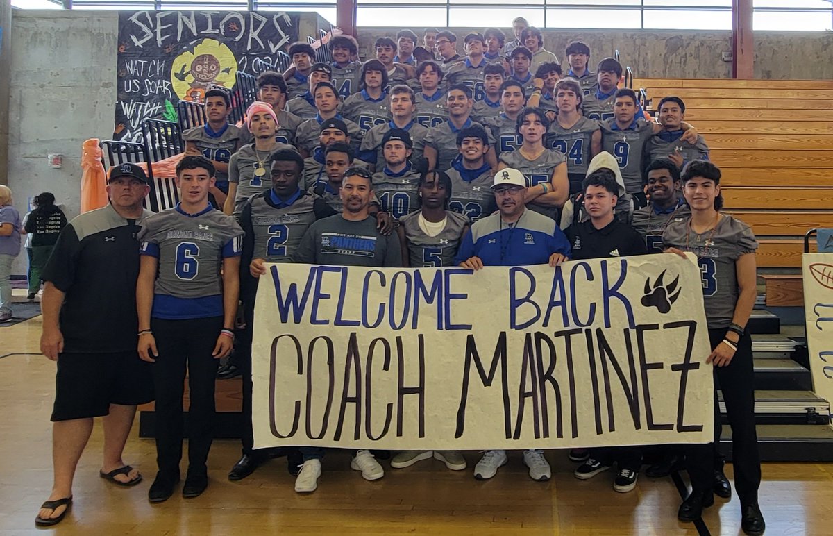 DRanchfootball's tweet photo. Welcome Back Head Football Coach Eric Martinez Rally . He comes back tonight as his Panthers Travel to Los Altos to Open Valle Vista League play . #WeAreDR @DRCoachMartinez @DRanchathletics @PomonaUnified @DiamondRPUSD @SGVNSports @Sportscenetv @espana_58 @keanu_vasquez13 https://t.co/Xapptd4tEr
