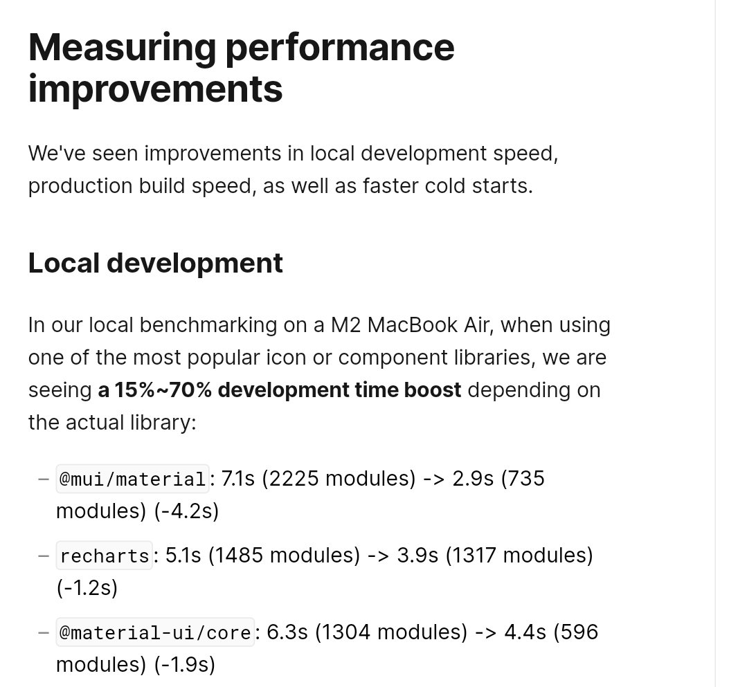 It's great to see Next.js bundling Material UI significantly faster in dev mode 🚀. Great work <a href="/shuding_/">Shu</a> vercel.com/blog/how-we-op…