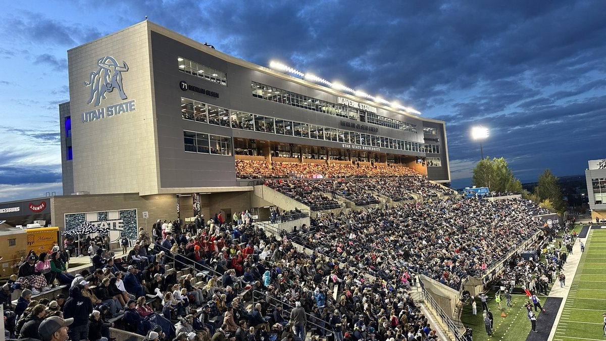 cfbcampustour's tweet photo. The transformation of the home side of Maverik Stadium by @USUFootball is among the best ever completed at a college football stadium 🤩 https://t.co/jDmlD2oWBU