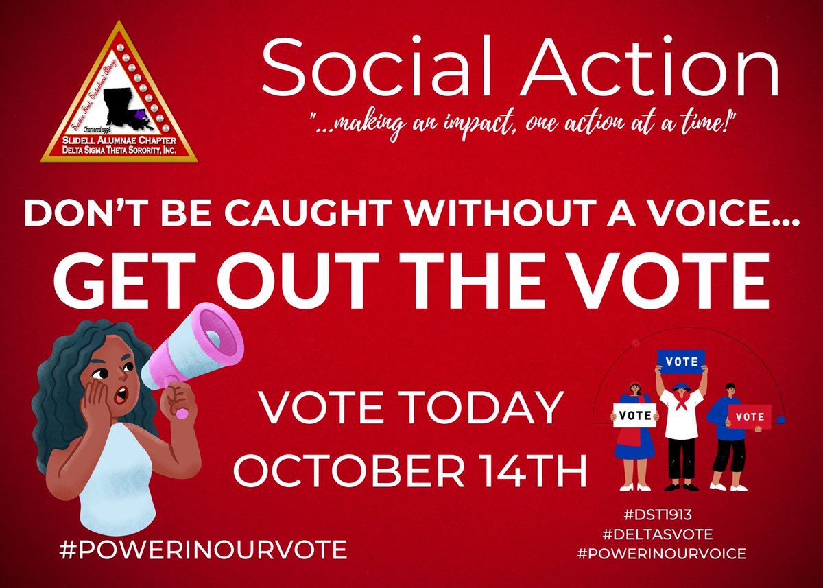 dstslidell's tweet photo. #SlidellAlumnaeVOTES
#DeltasVOTE
#PowerInOurVoice
#PowerInOurVote
#dstslidell #SWR #DST1913 https://t.co/tiZMO0Qft8