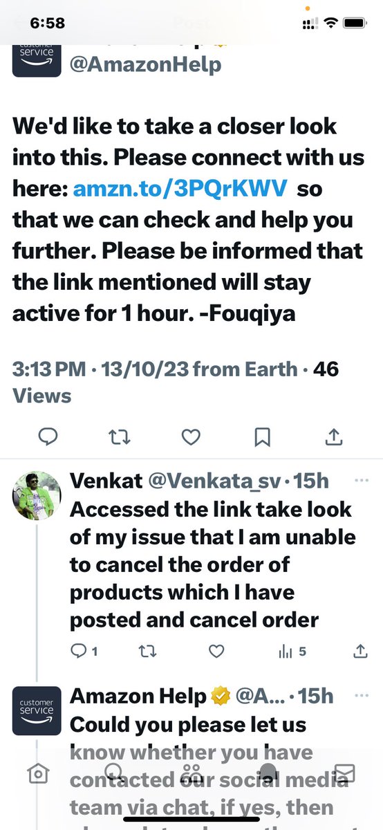 Venkata_sv's tweet photo. @AmazonHelp You guys trying to pass the time instead of resolution. I haven’t received any update through media chat support team, how long will take to resolve my issue. I trusted to buy products in Amazon but not provide quality services for consumers this is killing my valuable time. https://t.co/Dv4wBwu1Dv