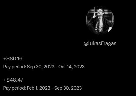lukasfragas's tweet photo. The Mystery of X's Ad-Sharing Payouts: A Call for Collective Insight

The Issue
The recent payouts from Twitter's ad-sharing program have left many of us scratching our heads. I've taken a deep dive into the numbers from two different periods, and the discrepancies are notable.