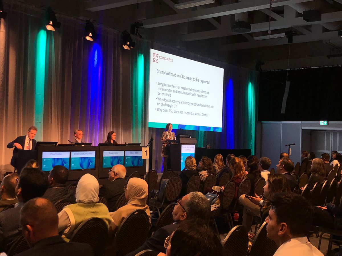 Urticaria session at the #EADV2023 inducible urticarias, biomarkers for chronic urticaria, future drugs for urticaria and angioedema management were all covered by <a href="/Mojca_Bizjak/">Mojca Bizjak</a> <a href="/PKolkhir/">Pavel Kolkhir</a> , <a href="/Clive/">clive</a> Grattan. Lots of new information out there! #urticaria