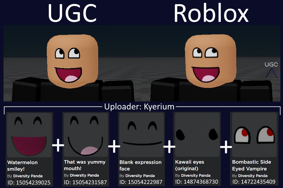 Peak” UGC on X: UGC creator VirgateMetal777 uploaded knockoff Epic Face  eyes. These can be used instead of the eyes shown in the quoted post.  #Roblox #RobloxUGC  / X