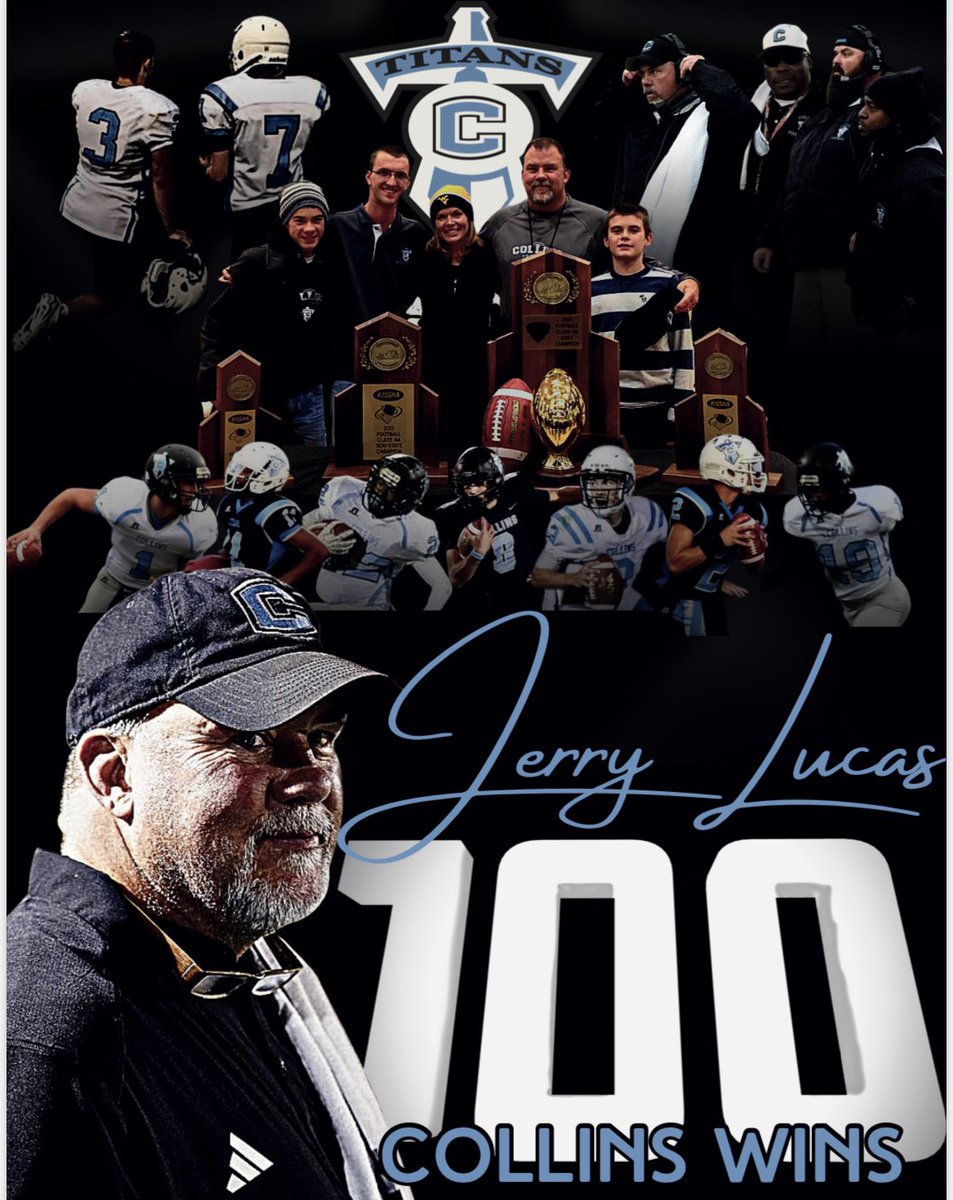 MLCHS_Athletics's tweet image. 🎉🏈 With Titan Football’s win over district opponent Anderson Co., COACH JERRY LUCAS reached his 1️⃣0️⃣0️⃣th win as Collins Head Coach. Congrats Coach Lucas and thank you for your 14 years as the fearless leader of our program. @SCPS_Activities @MLCTitanCoach