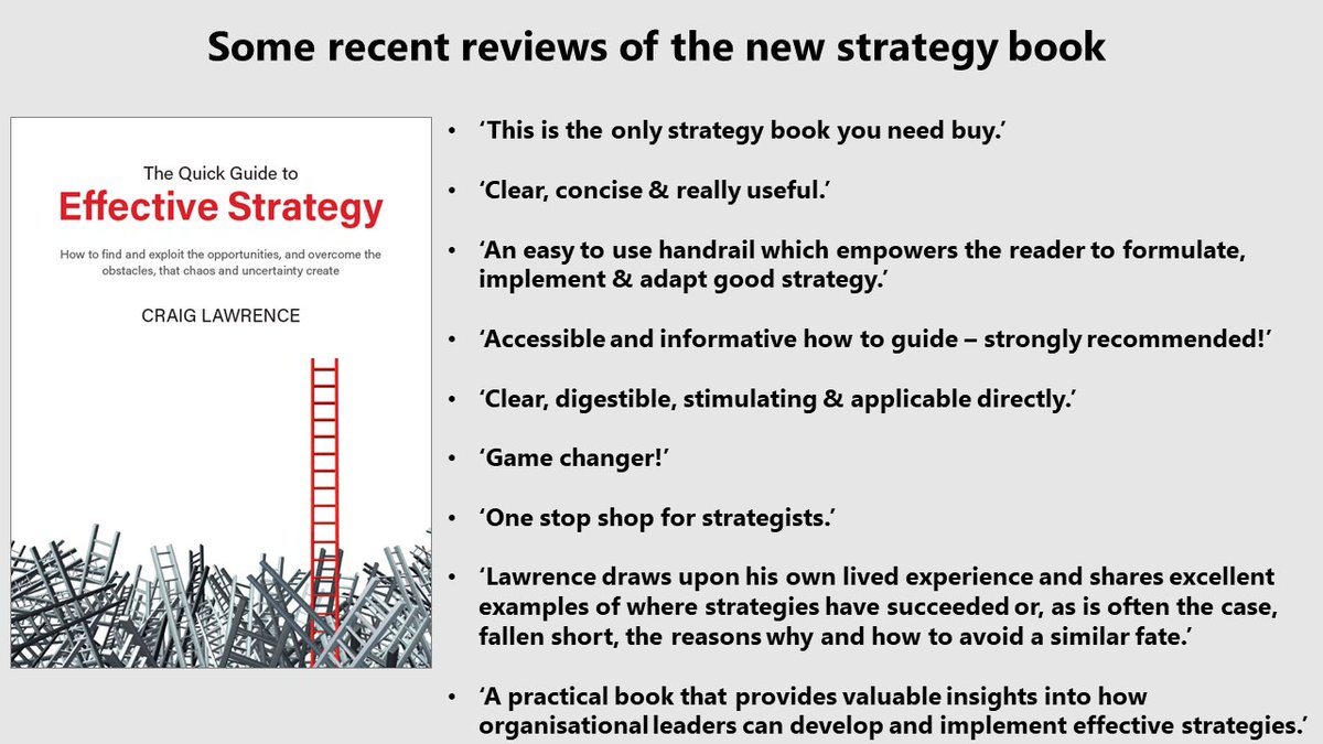 Delighted that the new strategy book is getting such great reviews in journals &amp; magazines, as well as from readers on Amazon. And it's now only £11.99! See it at: amzn.to/3rQITaV

#strategy #strategicleadership #leadership #strategicthinking #planning #rcds