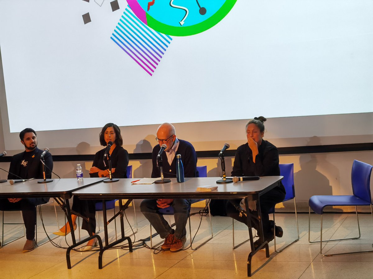 Closing panel for Friday's full day of #RSD12 @OCAD with systems changers in Paradox of Philanthropy panel, with @TimDraimin & @CassieRobinson (here from UK), Vani Jain, and Aatif Baskanderi from @northpine