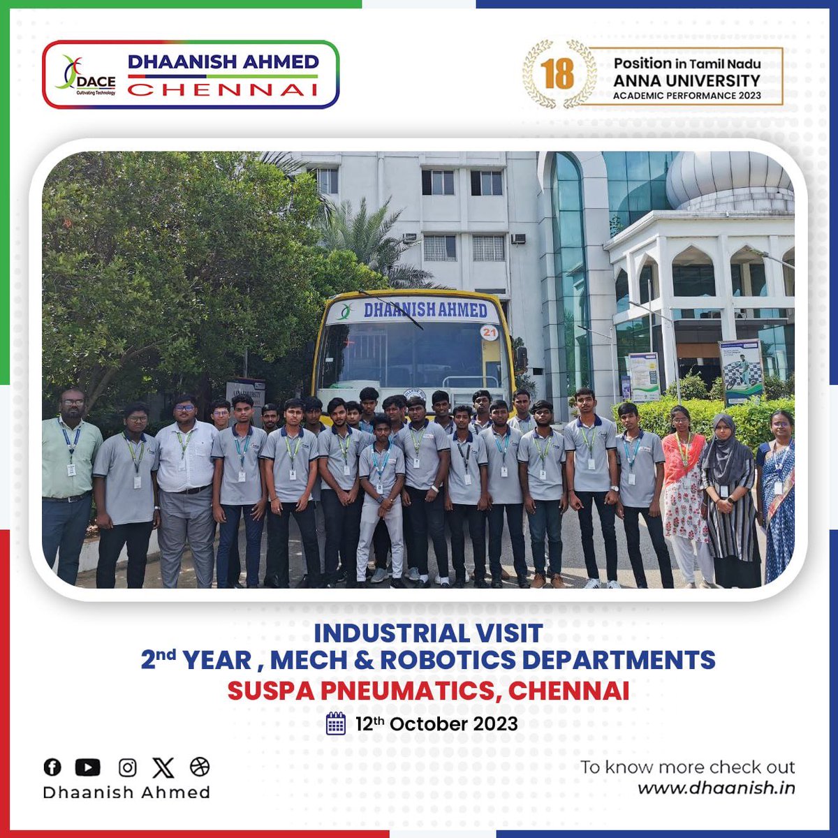 Dhaanishchennai's tweet photo. Unlocking innovation at SUSPA Pneumatics! 🤖🏭 Our 2nd-year Mechanical and Robotics &amp; Automation Engineering students had an exciting industrial visit in Chennai. Let's dive into the world of automation. 🛠 #IndustrialVisit #Engineering #SUSPAPneumatics #DhaanishAhmed #Chennai https://t.co/YWSgKbHXRM